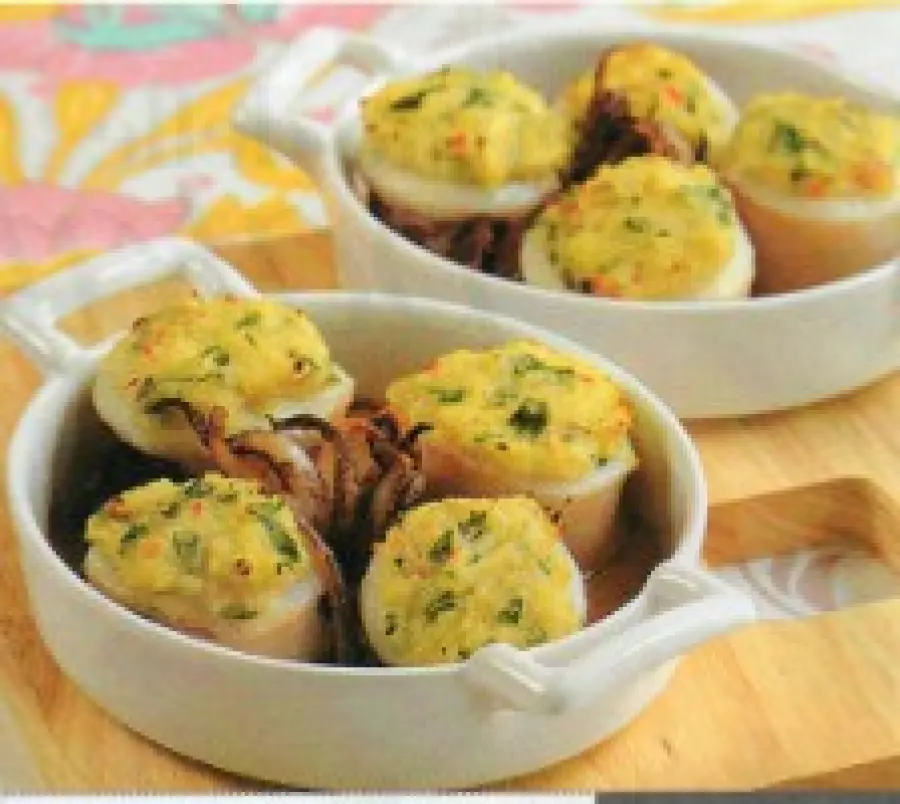 Ricetta calamari ripieni con patate e baccalà: secondo piatto pesce da 250 calorie