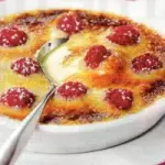 Ricette dolci dietetici: Crème Brulée con lamponi. Dolce alla frutta da 228 calorie