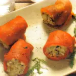 Ricetta involtini di peperoni con ripieno di merluzzo, patata e pane: secondo piatto di pesce da 180 calorie