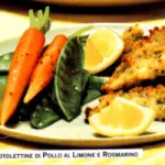 Ricette secondi piatti di carne: ricetta dietetica cotolette di pollo al limone e rosmarino con contorno di verdure