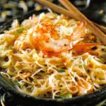 Ricette dietetiche light: ricetta spaghetti di soia con gamberi (o pollo) e verdure. Piatto unico da 410 calorie