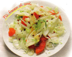 Ricette dietetiche di verdure: ricetta insalata di Finocchi e Pompelmo. Antipasto o contorno da 120 Kcalorie