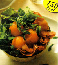 Ricette Light: Ricetta Insalata di Melone e Prosciutto con misticanza di insalata. Da 150 Kcalorie a porzione