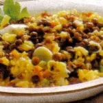 Ricette dietetiche light primi piatti: ricetta Riso e Lenticchie con verdure. Un piatto unico da 620 calorie