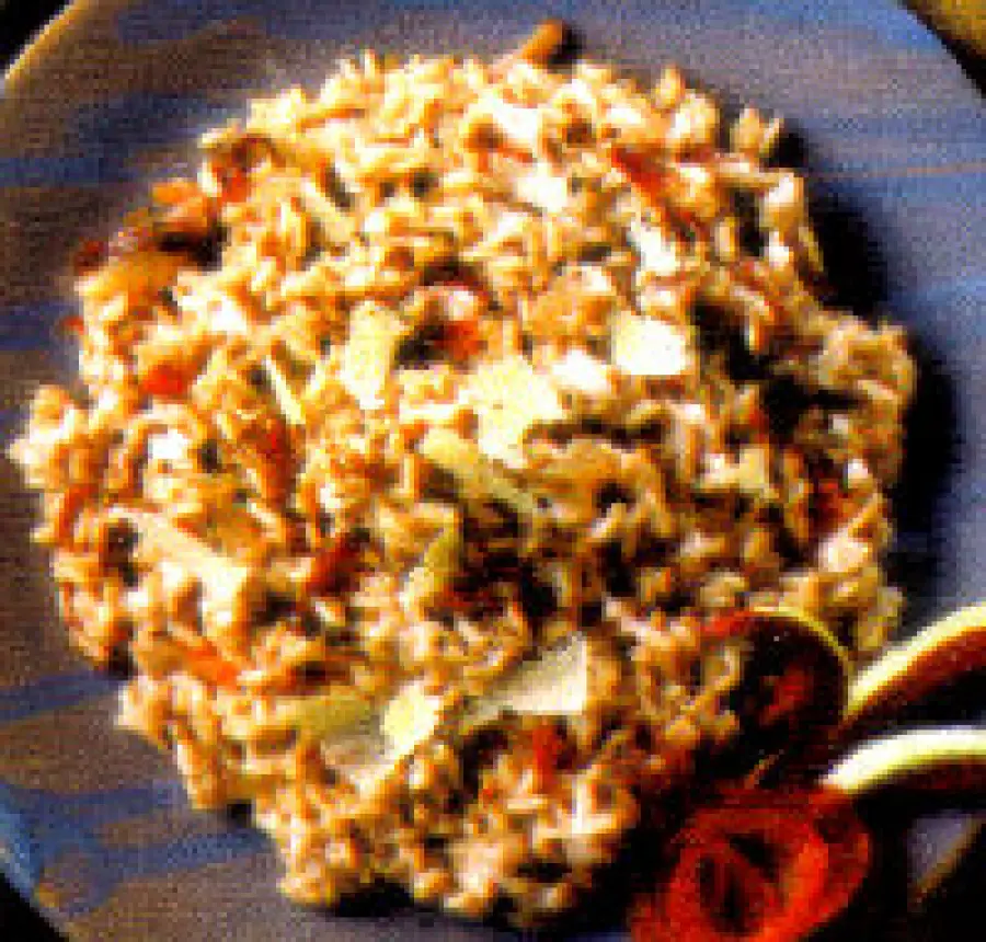 Ricette primi piatti dietetici: ricetta Risotto al Radicchio e Fagioli, un primo piatto con verdure da 550 calorie