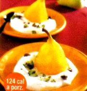 Ricette dietetiche e veloci: dessert di pere allo yogurt e zafferano. Un dolce di frutta con solo 124 calorie 