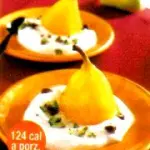 Ricette dietetiche e veloci: dessert di pere allo yogurt e zafferano. Un dolce di frutta con solo 124 calorie 