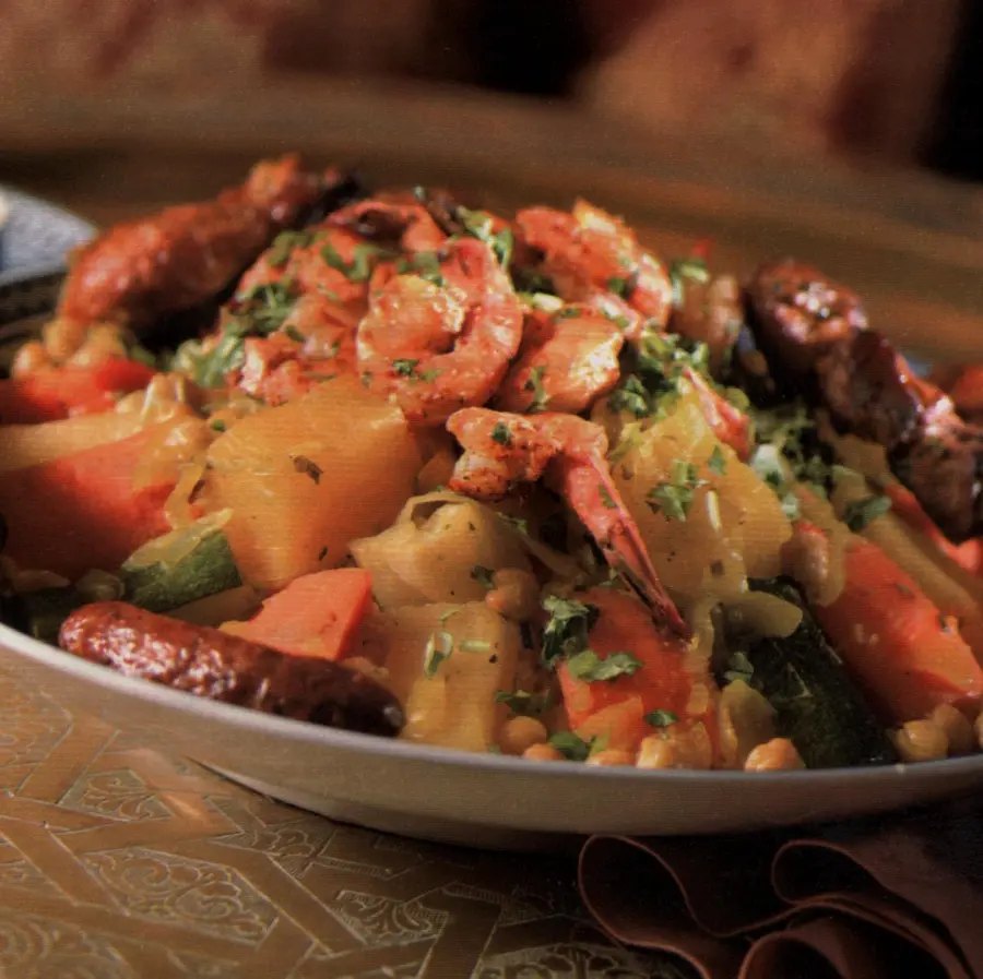 Ricette Cous Cous con carne, gamberi, verdure, ceci