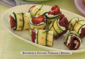 Antipasto veloce con zucchine, formaggio, bresaola