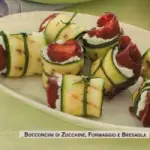 Antipasto veloce con zucchine, formaggio, bresaola