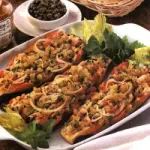 Verdure al forno: ricetta ventagli di melanzane o zucchine con pomodori, cipolle, sedano