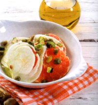 Ricetta insalata di finocchio, pompelmo rosa, capperi e pistacchio: contorno da 115 calorie