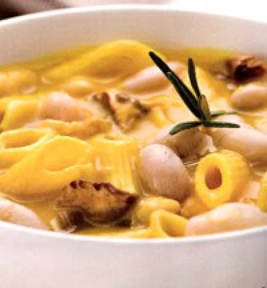 Ricetta zuppa di pasta e fagioli con funghi porcini e zafferano: piatto unico